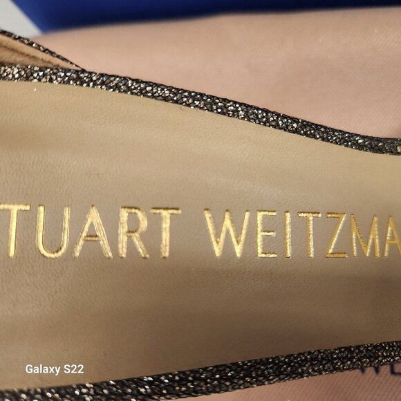 Stuart Weitzman Nudistcurve 75 Pyrite Glittery Sandals made in Spain 10B NIB - Picture 4 of 13
